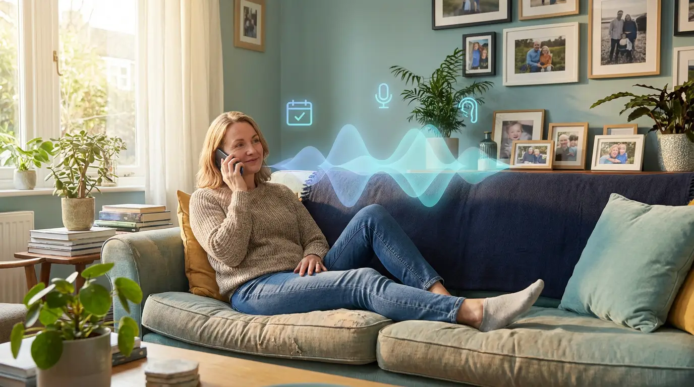 woman on phone with conversational AI setting up her doctors appointment